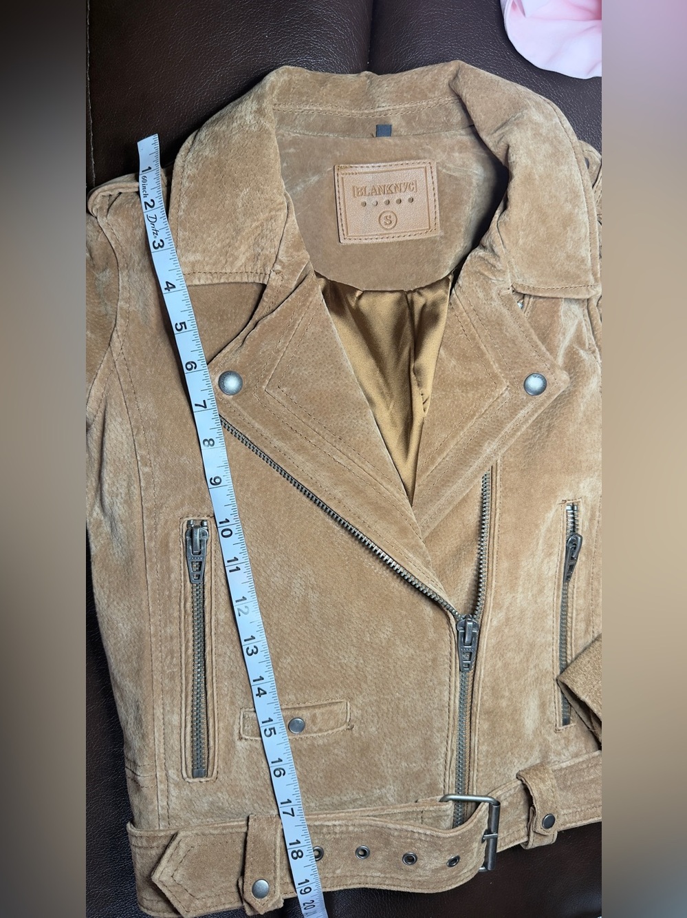 Blank NYC Tan Suede Moto Jacket with Belt - Picture 7 of 9